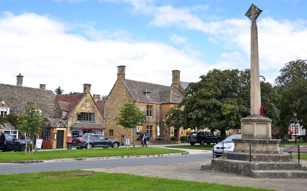 The village green in Broadway in the Cotswolds in summer