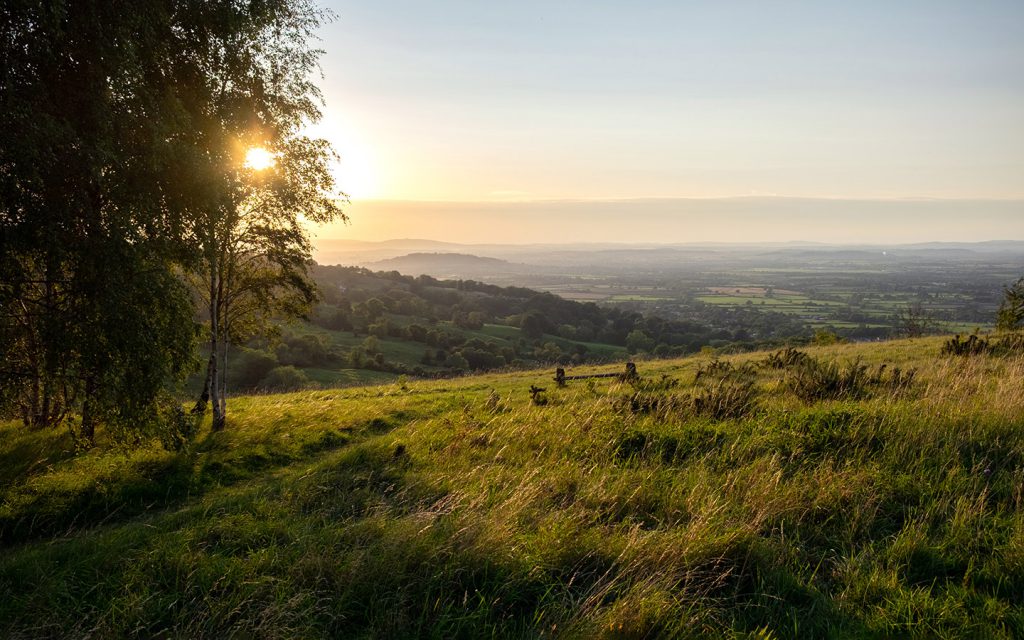 Sunset on Leckhampton Hill near Cheltenham