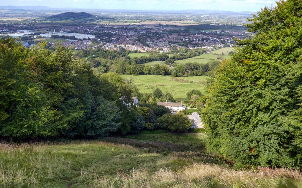 Looking down Coopers Hill in the Cotswolds