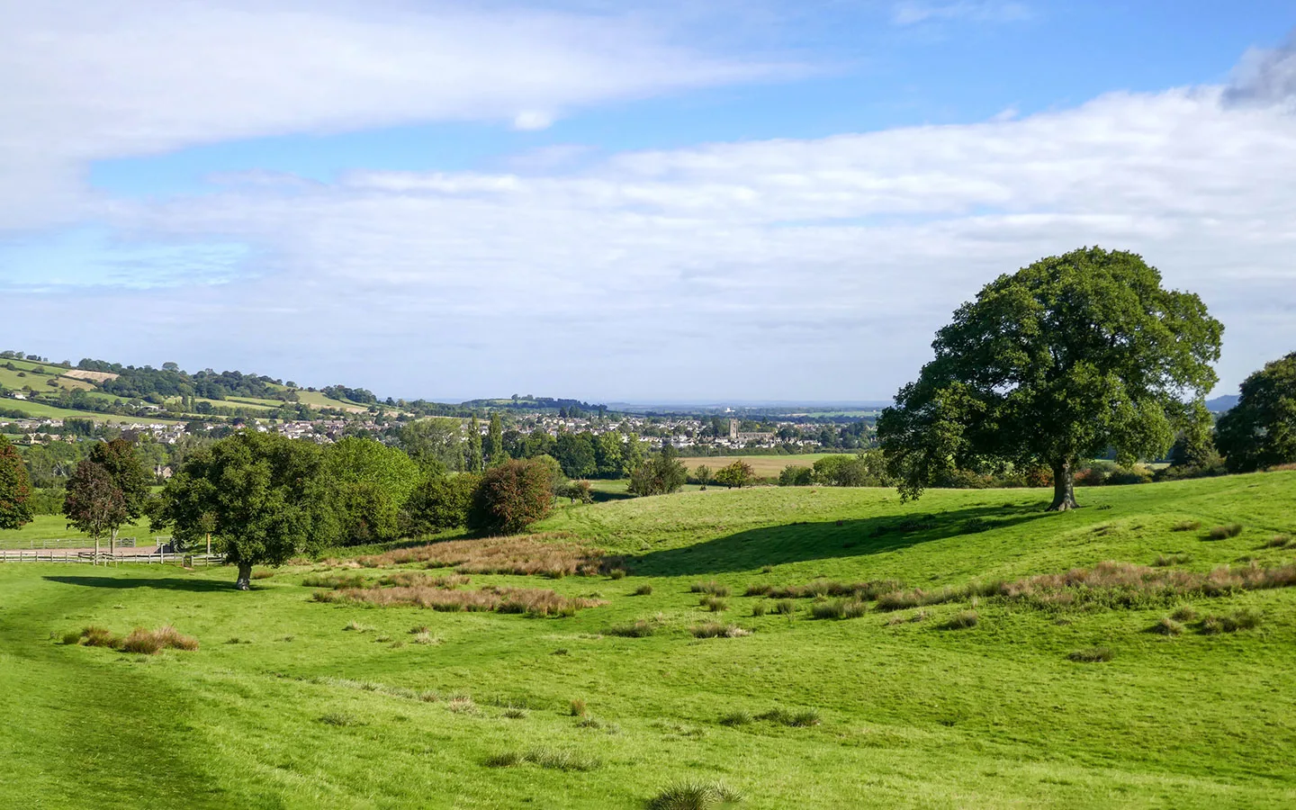 Looking back to Winchcombe from the Cotswold Way