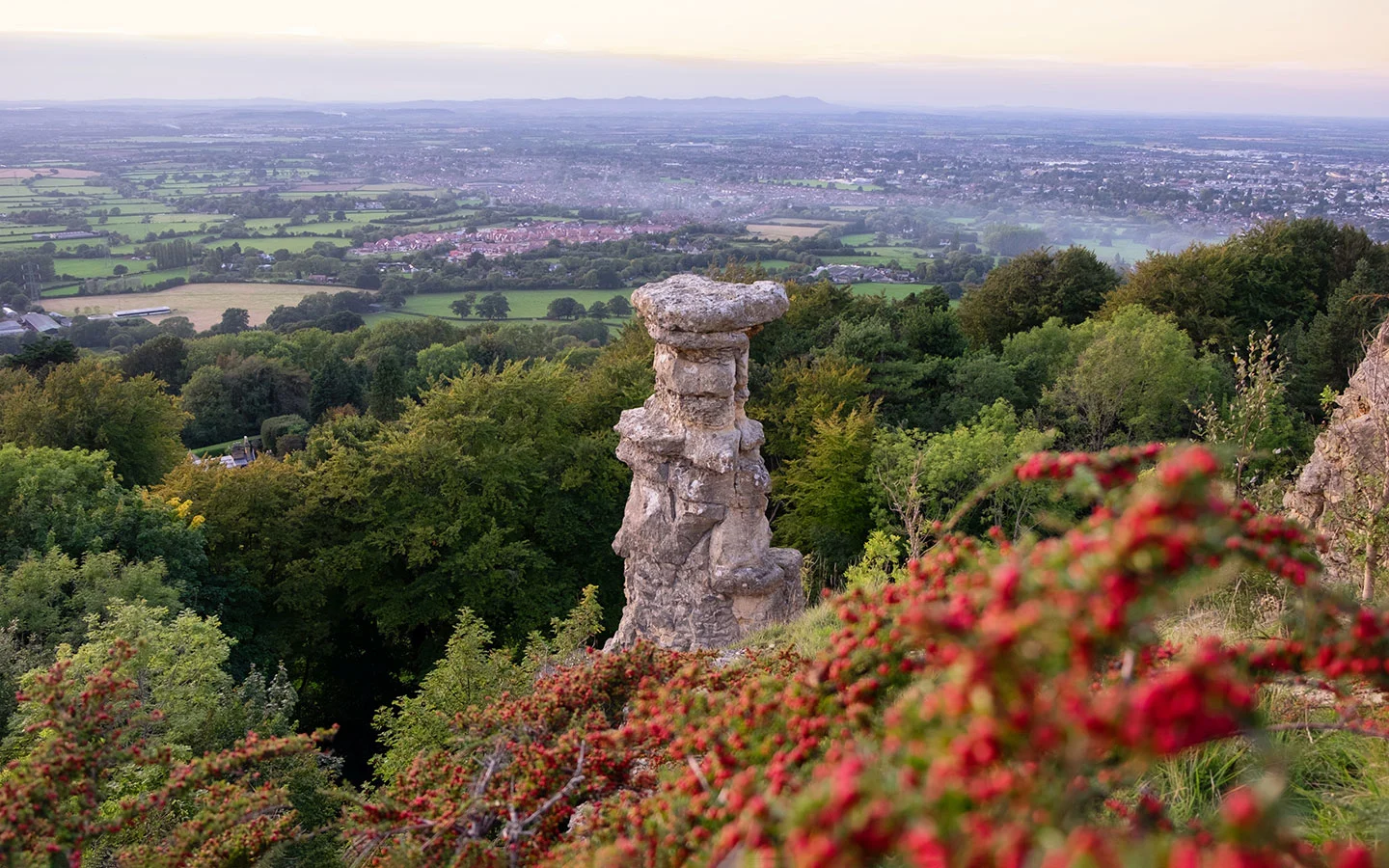 The Devil's Chimney rock formation on Leckhampton Hill near Cheltenham