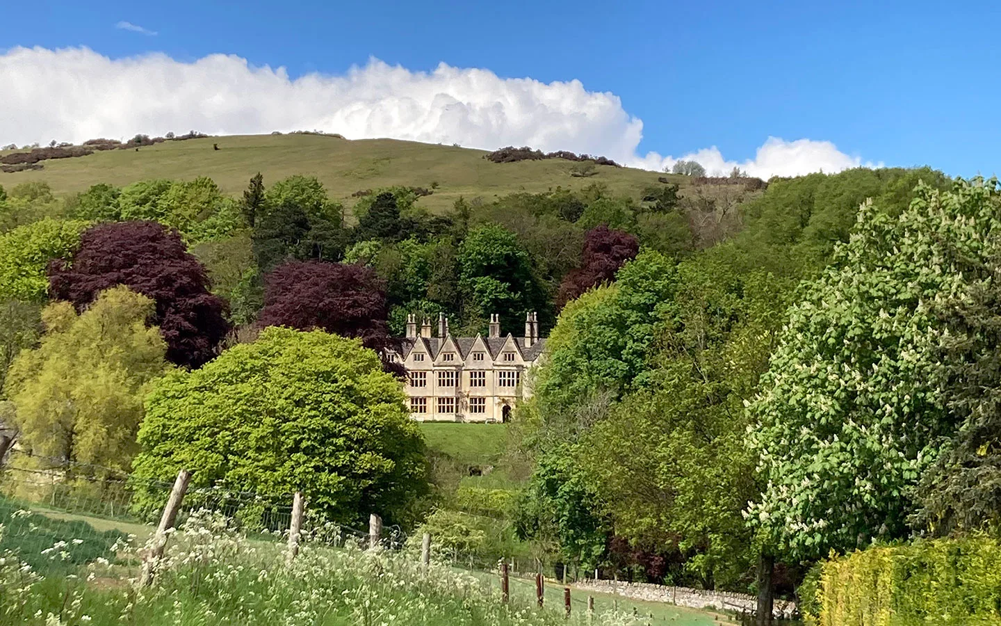 17th century Postlip Hall near Cleeve Hill on the Cotswold Way