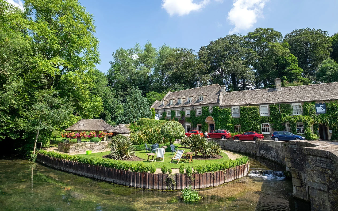 The Swan Hotel by the river in Bibury