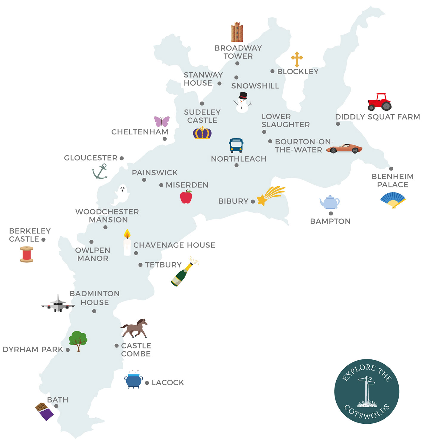 Cotswolds film locations map