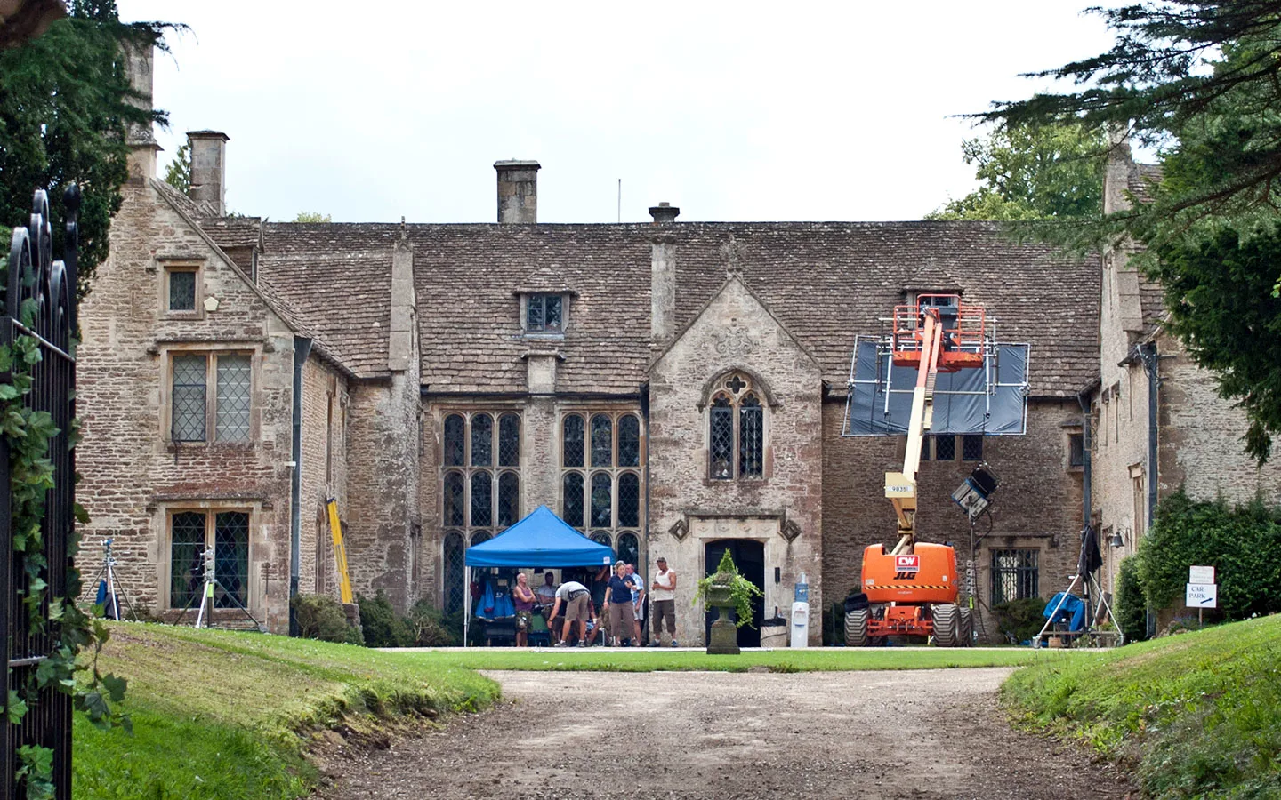 Filming taking place at Chavenage House in the Cotswolds