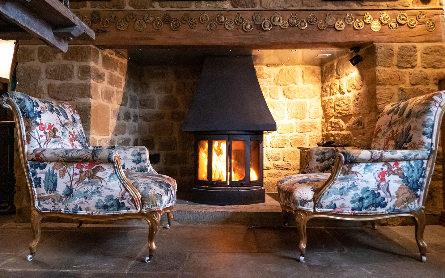 Warming up by the fire at a cosy pub in the Cotswolds in January