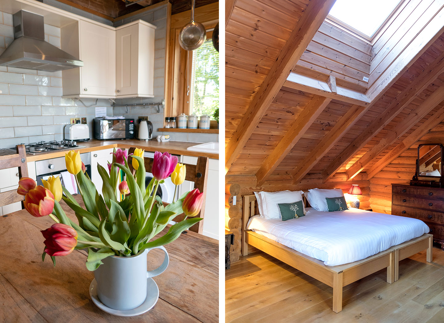 Inside the hot tub lodges in the Cotswolds at Log House Holidays