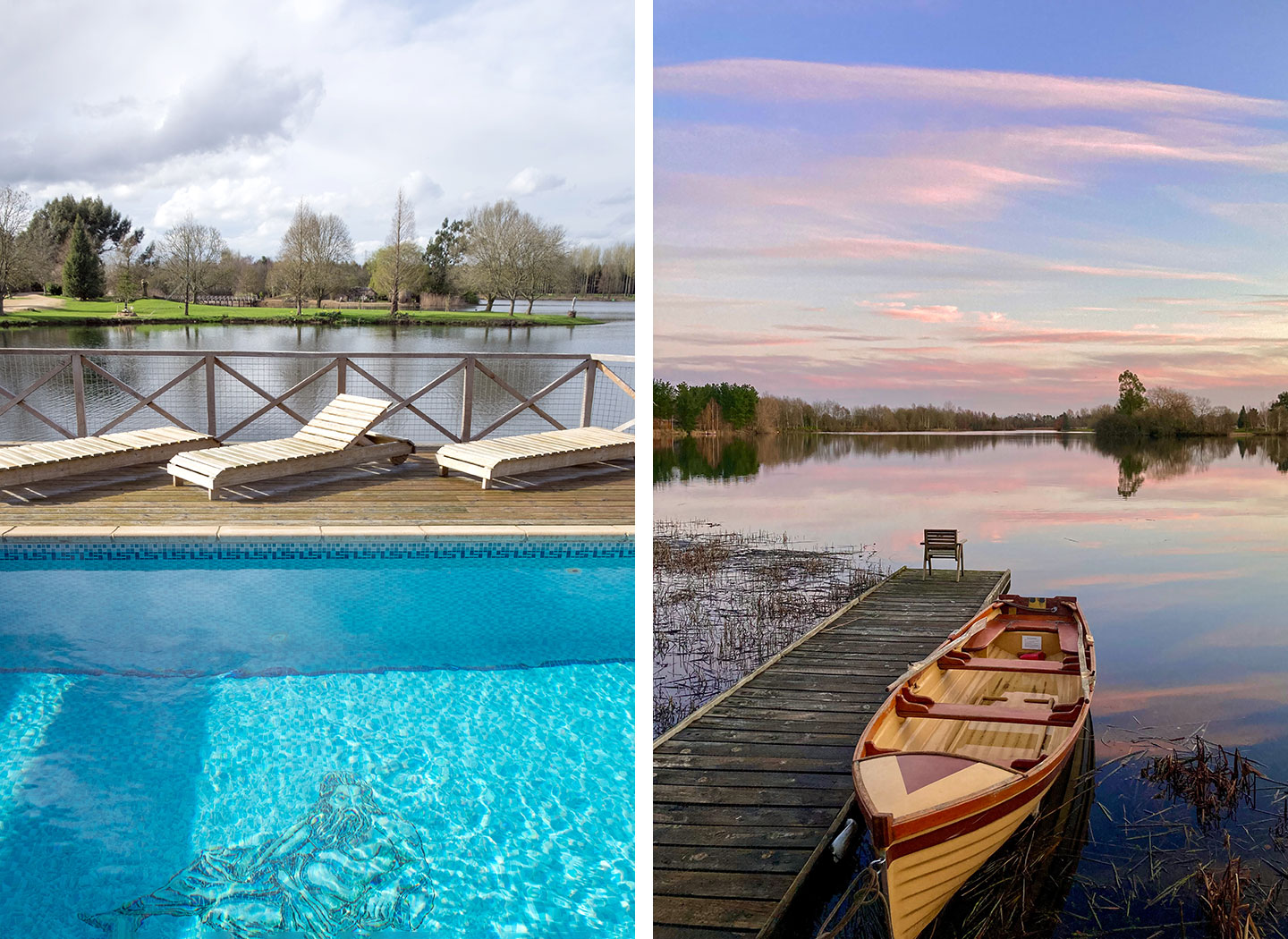 Mayo Landing's pool and the cabins' rowing boats