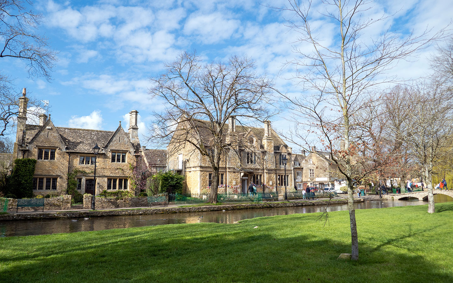 The River Windrush and Bourton's village green
