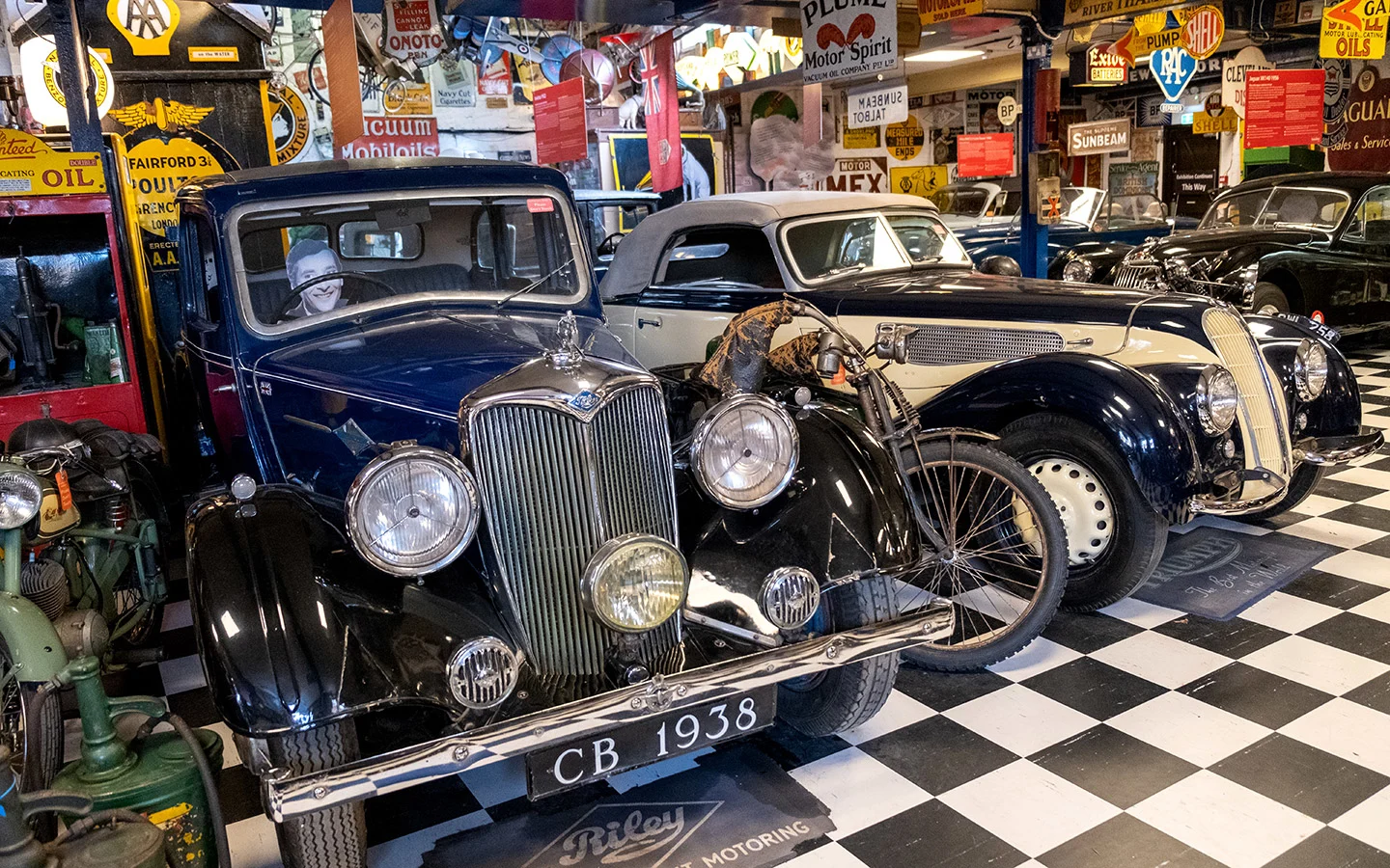 A vintage Riley in the Cotswold Motoring Museum, one of the top things to do in Bourton-on-the-Water