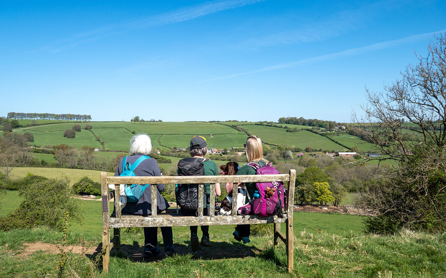 Taking a break on a bench on the Cotswold Way