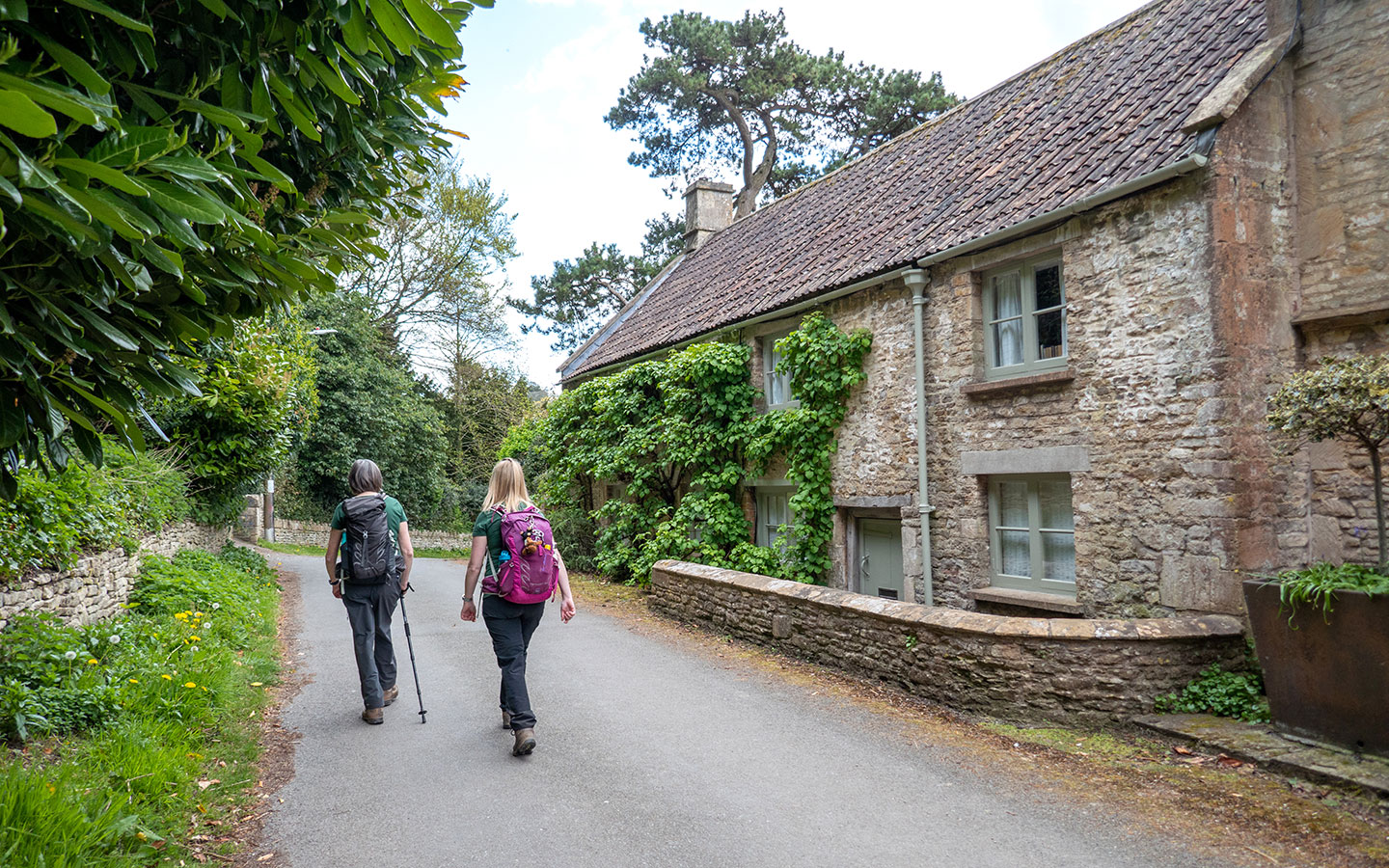 Walking through Dyrham village on the Cotswold Way