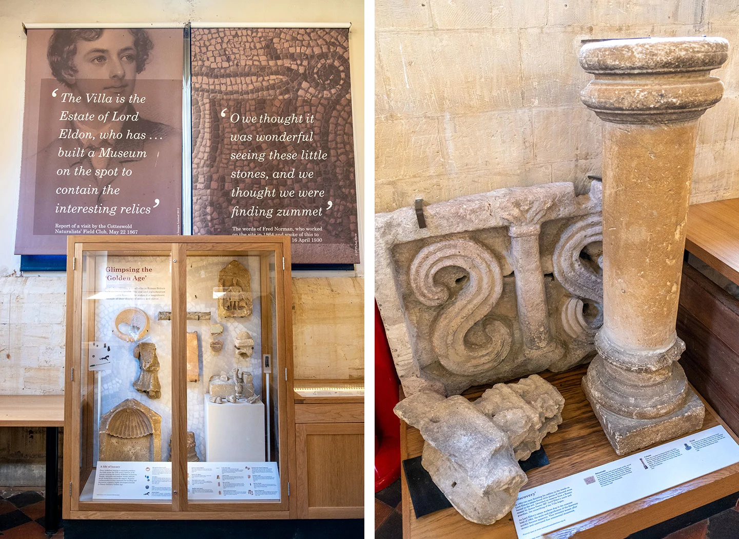 Roman artefacts in the museum at Chedworth