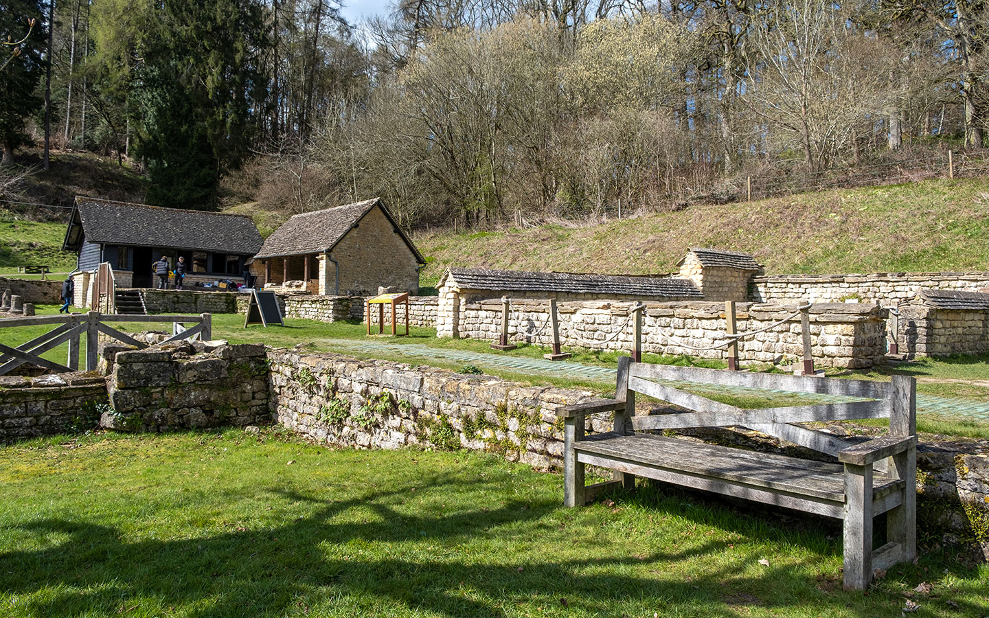 Roman walls in the North Range at Chedworth Roman Villa in the Cotswolds
