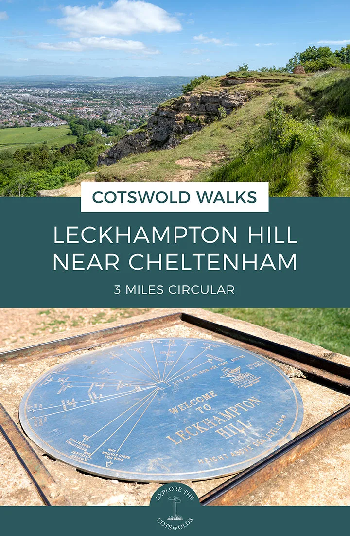 Map and guide for the 3-mile/4.8km Leckhampton Hill walk near Cheltenham featuring rock formations, historic quarries and panoramic views | Cheltenham walks | Walks near Cheltenham | Leckhampton Hill | Cotswold walks | Walks in the Cotswolds