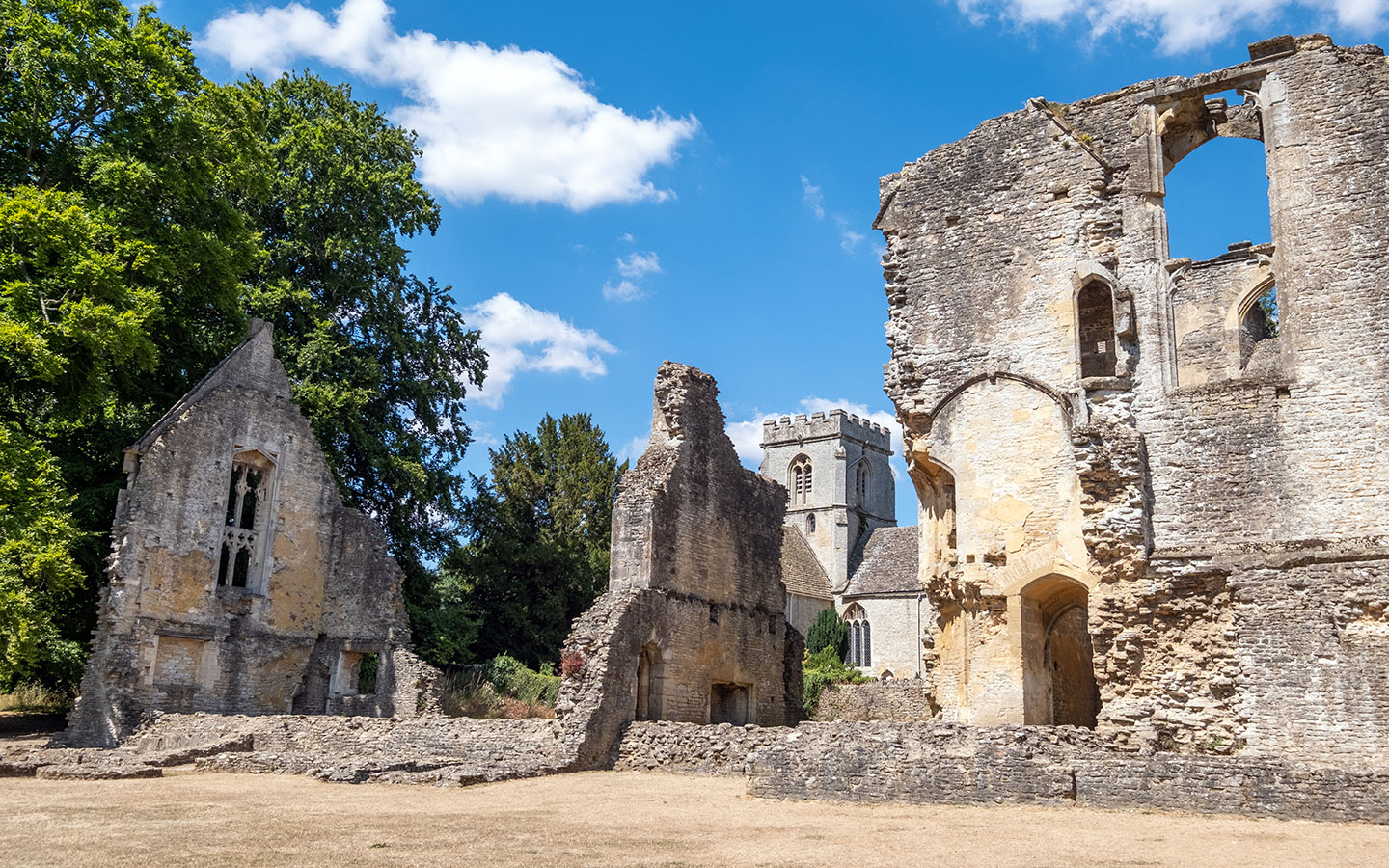 The roofless northwest wing of Minster Lovell Hall