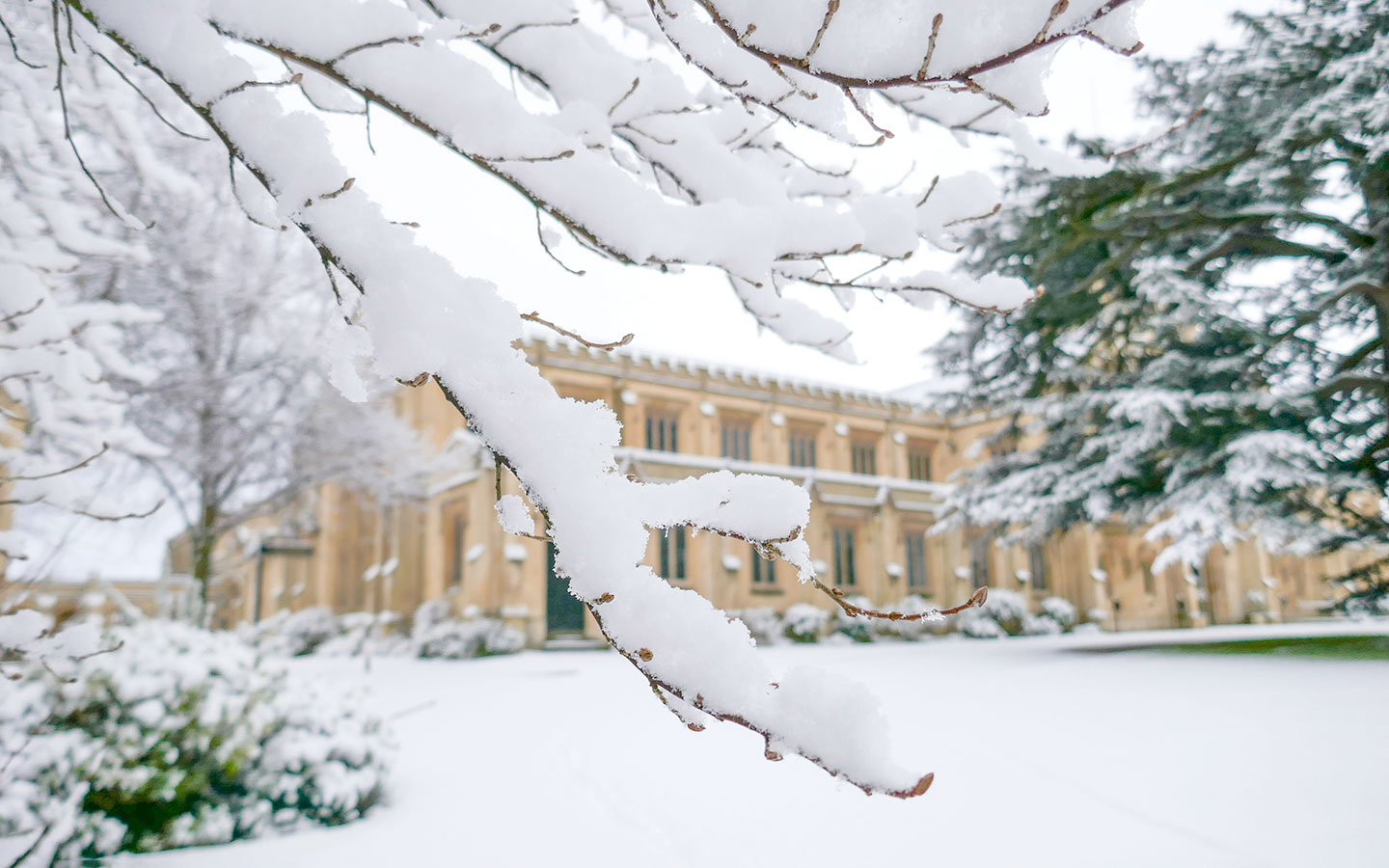 Snow in Cheltenham in the Cotswolds in January