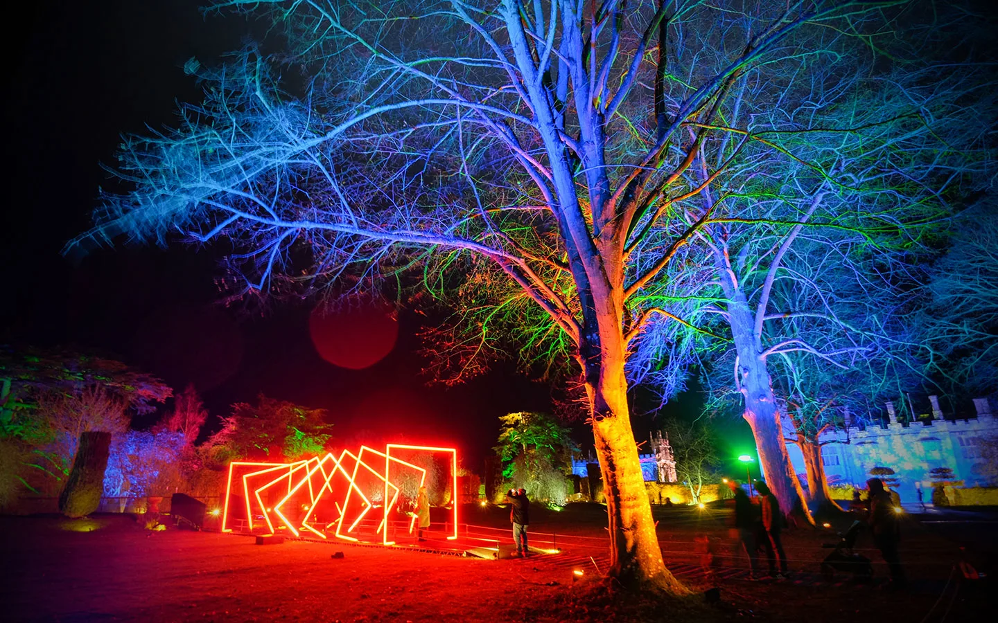 Sudeley Castle Christmas light trail in the Cotswolds in December