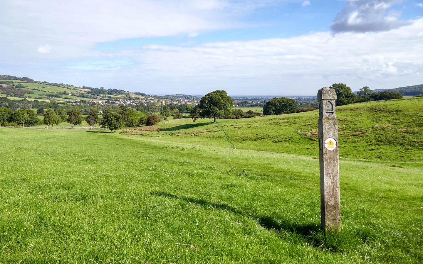 Climbing out of Winchcombe on the Cotswold Way