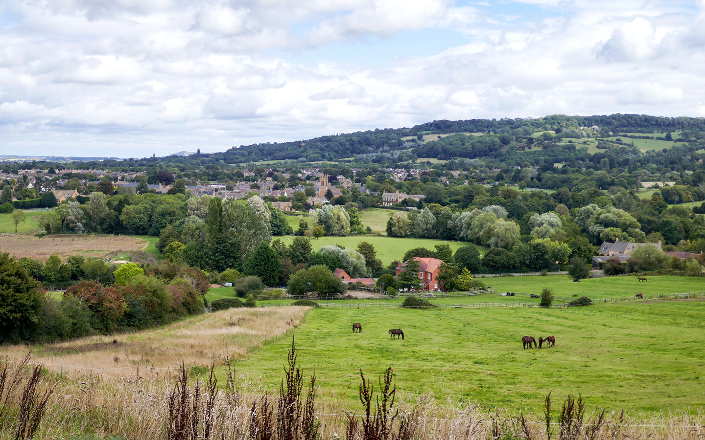 Looking back towards Broadway on the Cotswold Way route towards Stanton