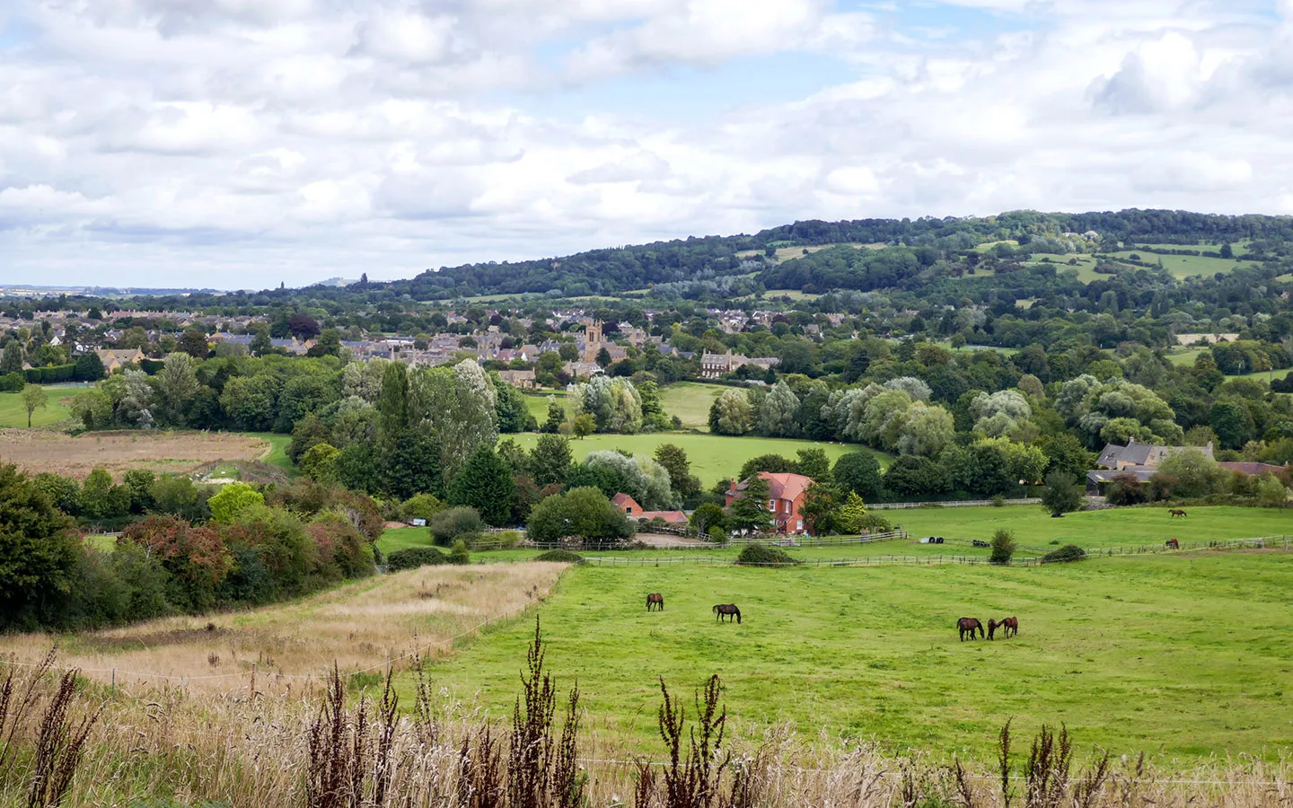 Looking back towards Broadway on the Cotswold Way route towards Stanton