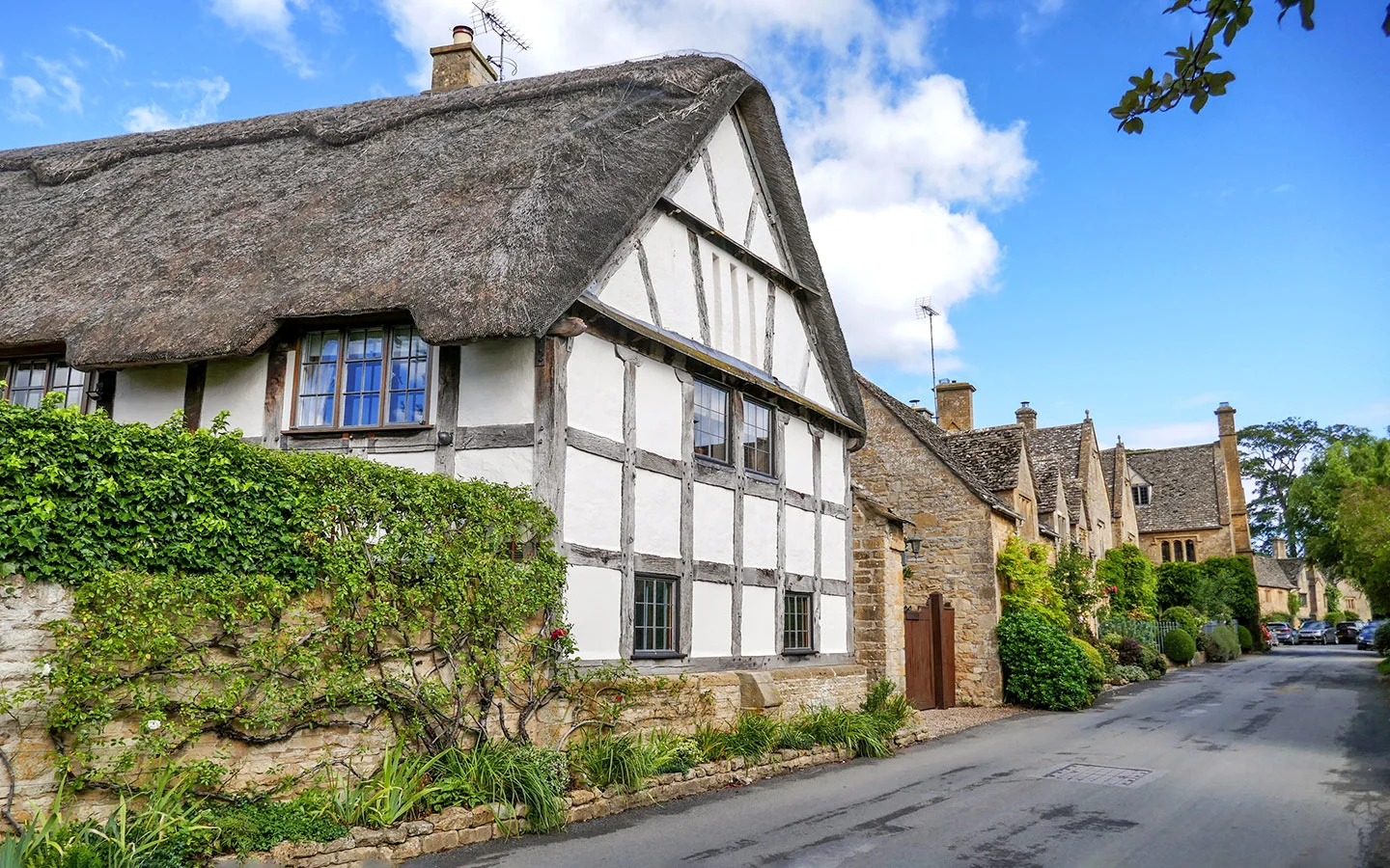 Thatched cottage in Stanton village on the Cotswold Way