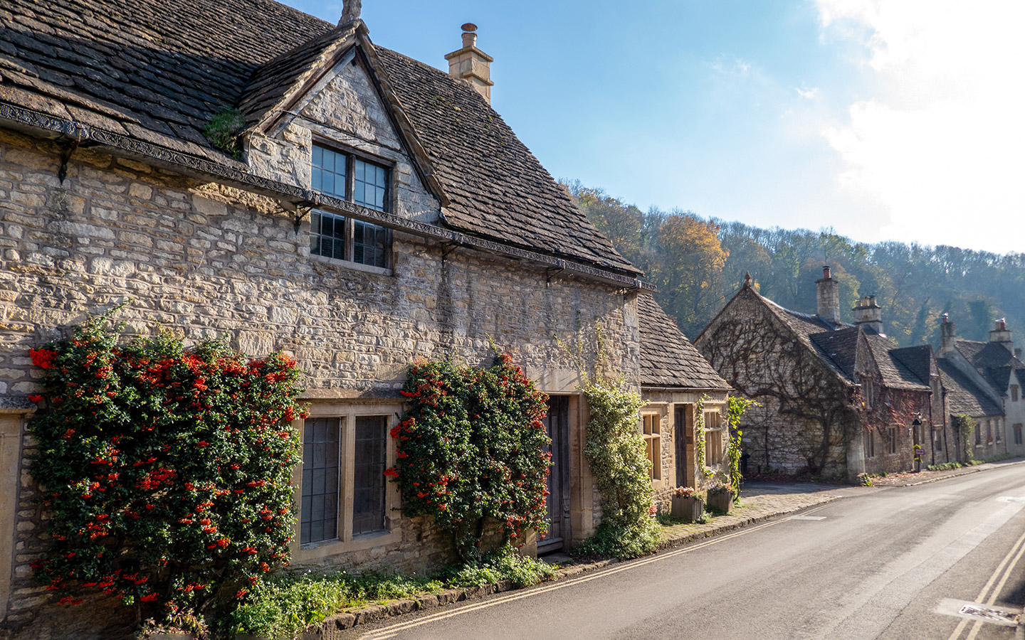 Houses in Castle Combe in autumn