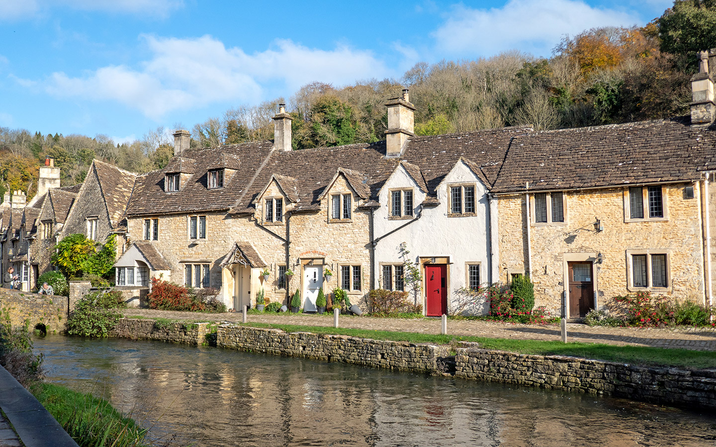 Cottages on Water Lane in Castle Combe in the Cotswolds
