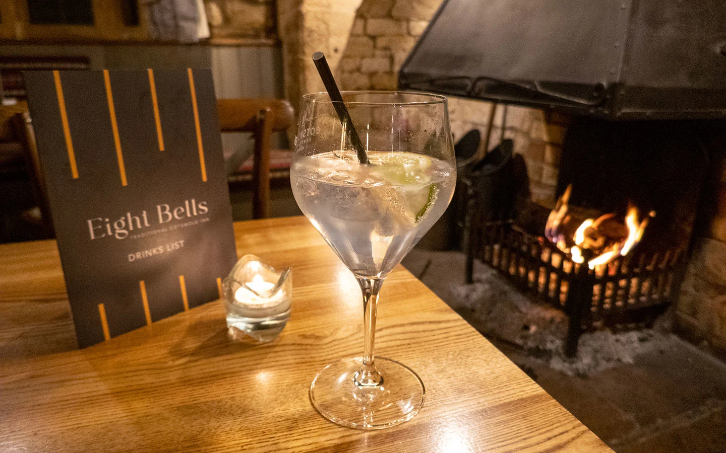Drinks by the fire at the Eight Bells pub in Chipping Campden