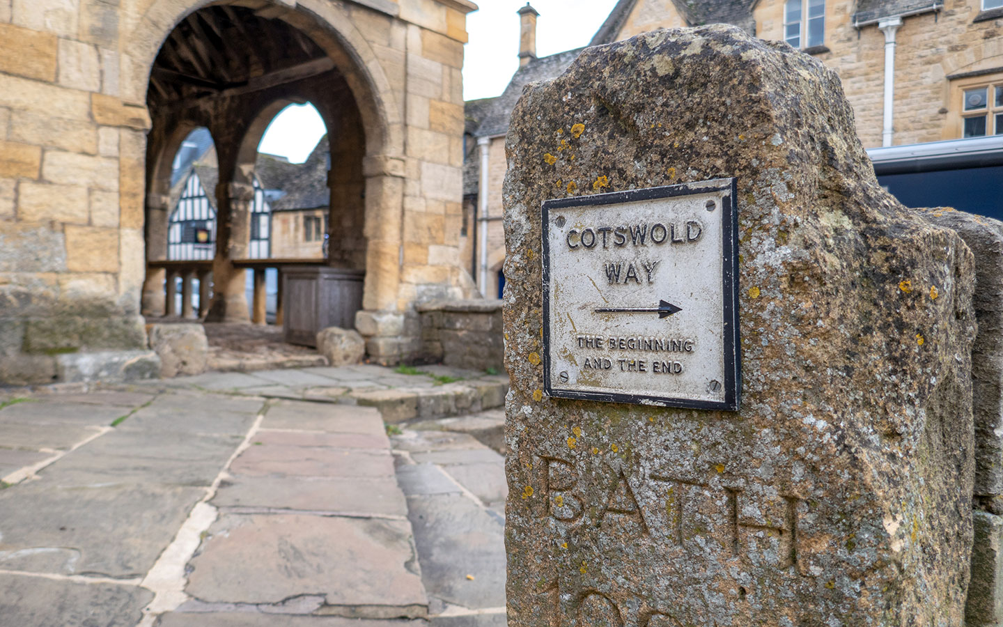 Cotswold Way marker stone in Chipping Campden