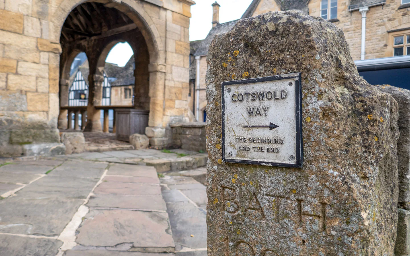 Cotswold Way marker stone in Chipping Campden