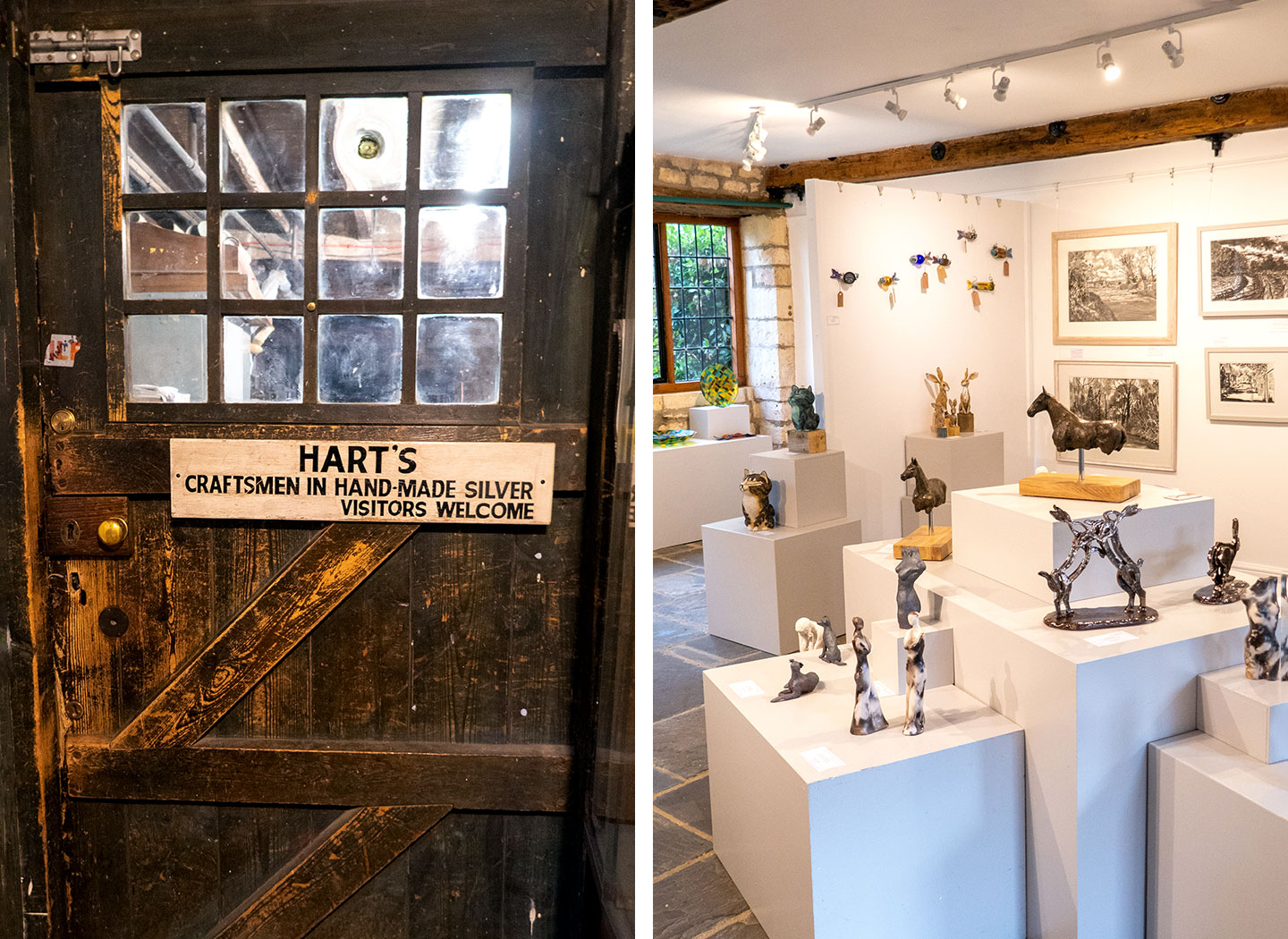 Door to Hart's Silversmiths and the Gallery at the Guild at The Old Silk Mill in Chipping Campden