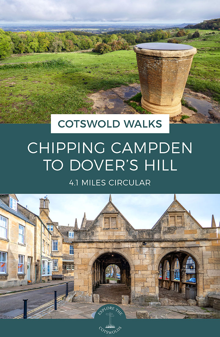 Map and guide for the 4.1-mile/6.6km Chipping Campden to Dover’s Hill walk in the Cotswolds which runs along the Cotswold Way and visits Dover's Hill viewpoint and Lynches Wood | Walks from Chipping Campden | Chipping Campden Walks | Cotswold Way circular walks | Short Cotswold Walks | Cotswold walks under 5 miles