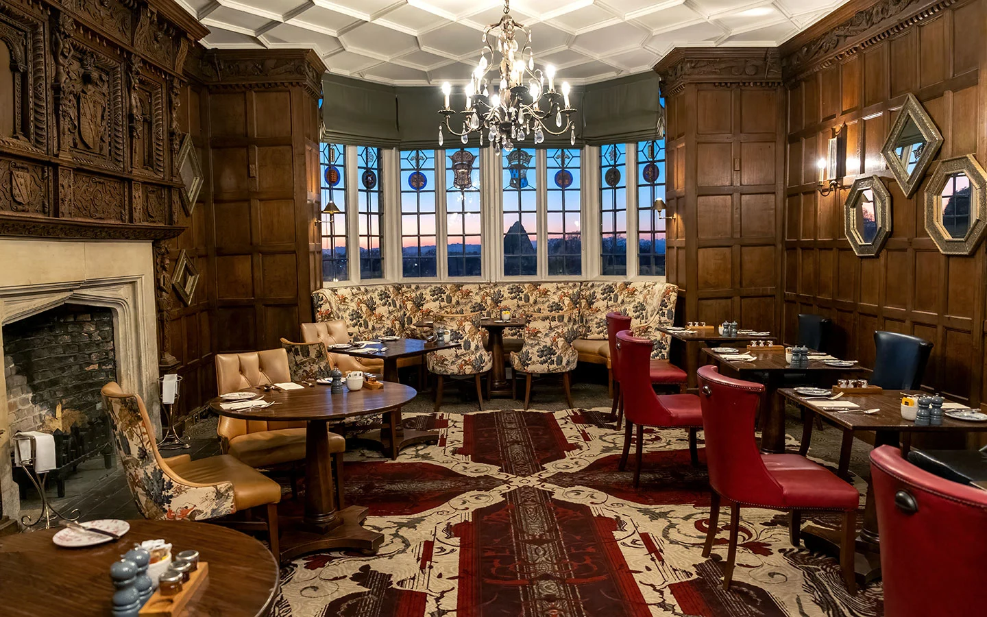 Ellenborough Park Hotel's wood-panelled dining room