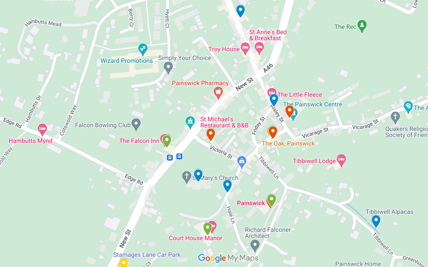 Map of things to do in Painswick