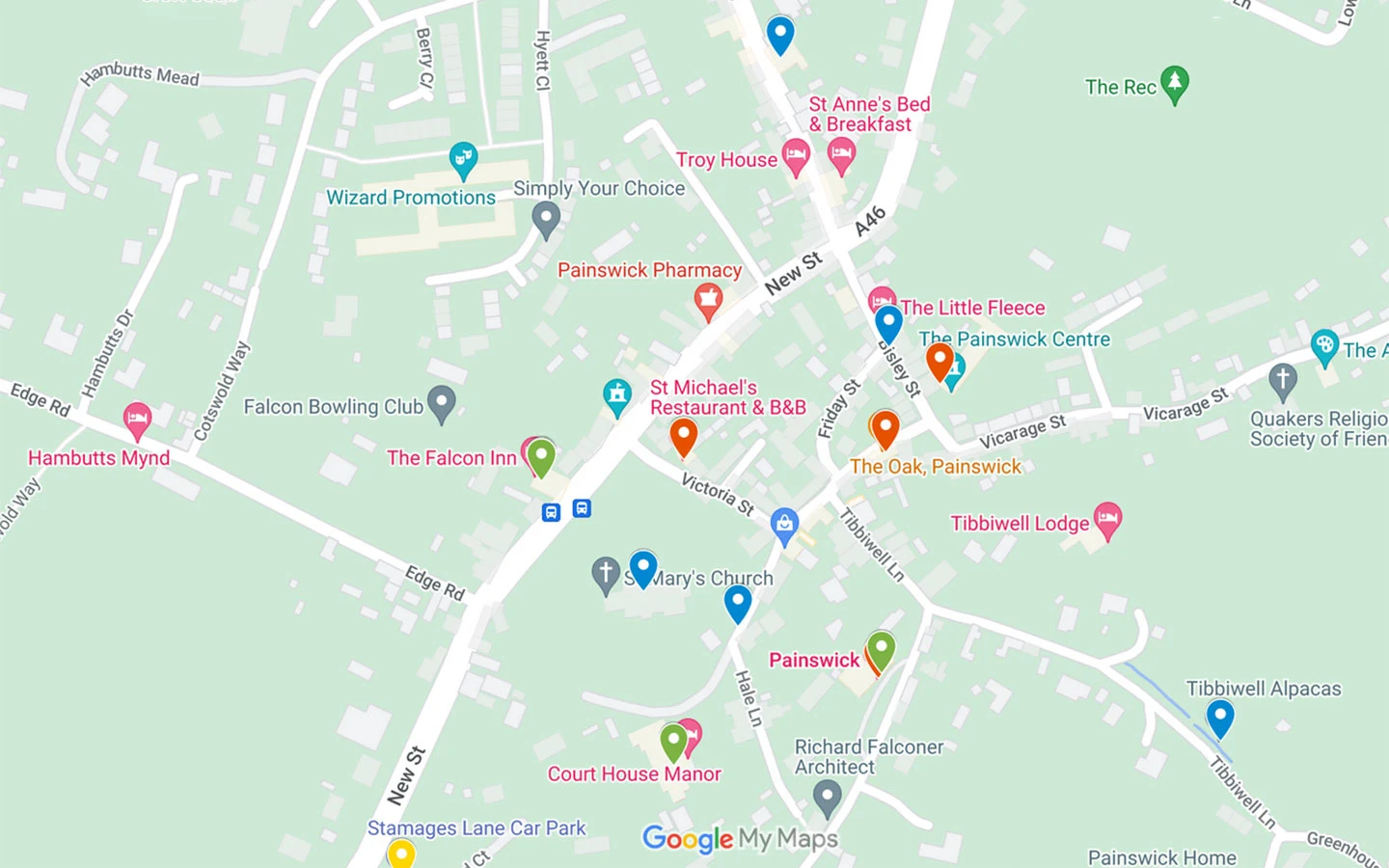 Map of things to do in Painswick