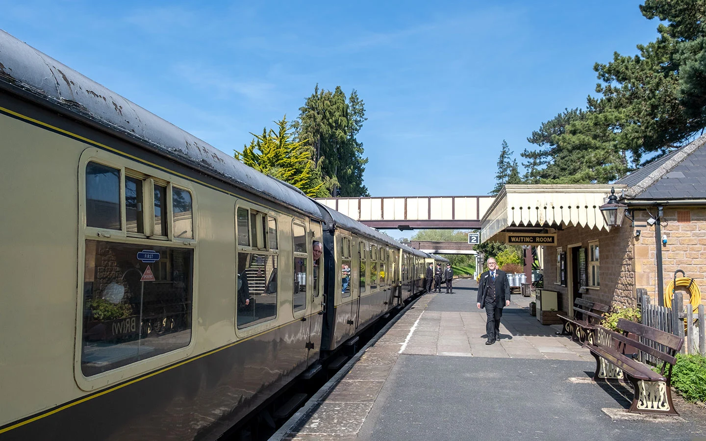 Steam train waiting on the platform