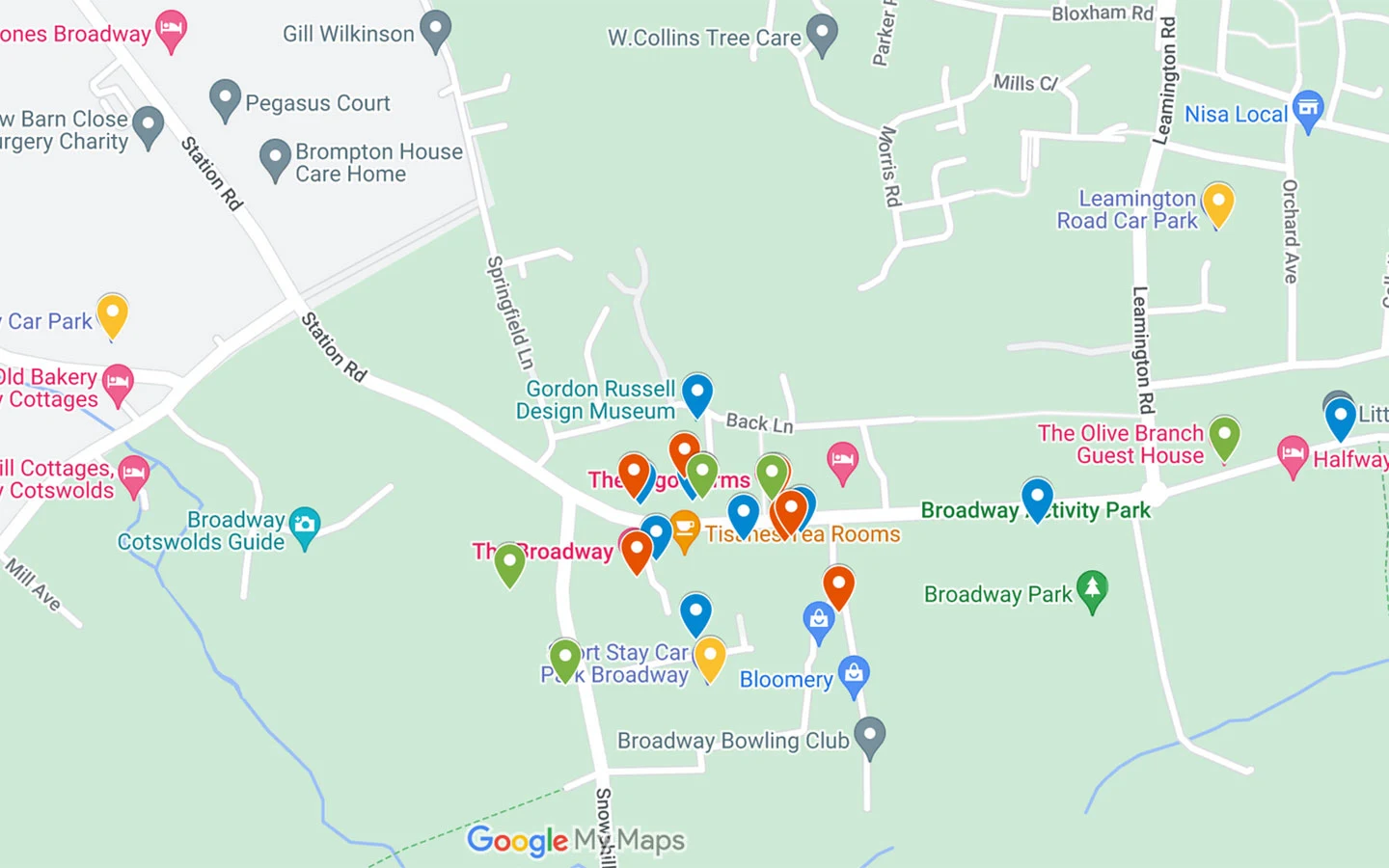 Map of things to do in Broadway, Cotswolds