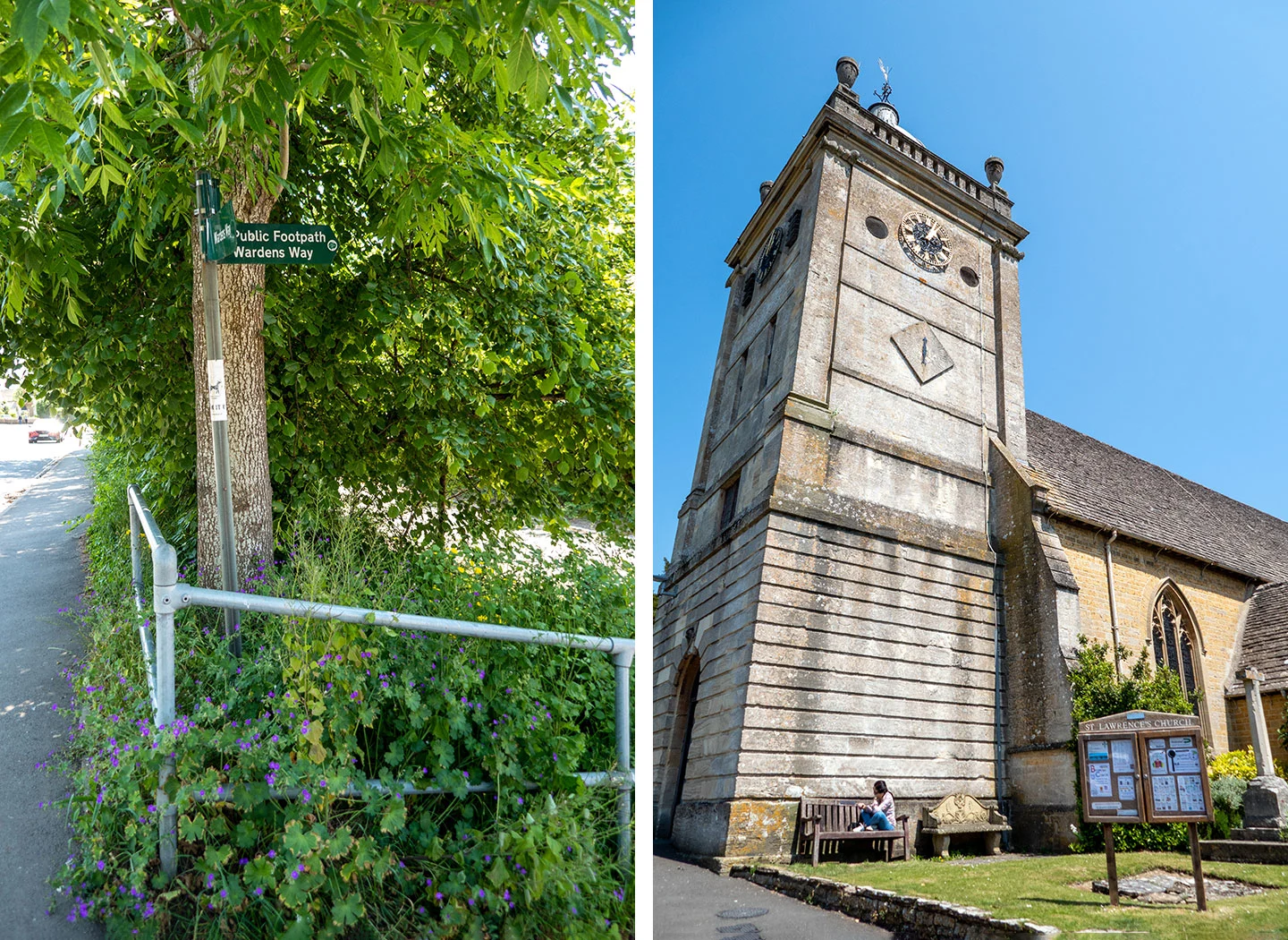 Footpath and St Lawrence's Church in Bourton-on-the-Water