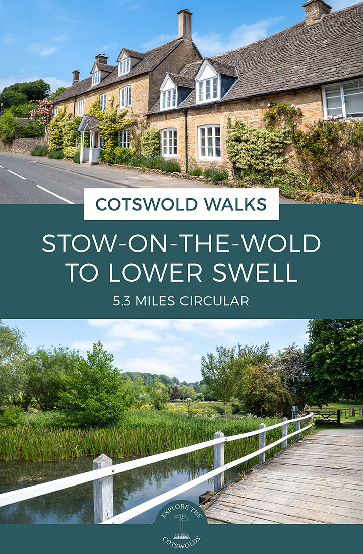 Map and guide for the 5.3-mile/8.6km Stow-on-the-Wold to Lower Swell walk in the Cotswolds through pretty villages and unspoilt countryside | Cotswold walks | Walks from Stow-on-the-Wold Cotswolds | Cotswold circular walks 