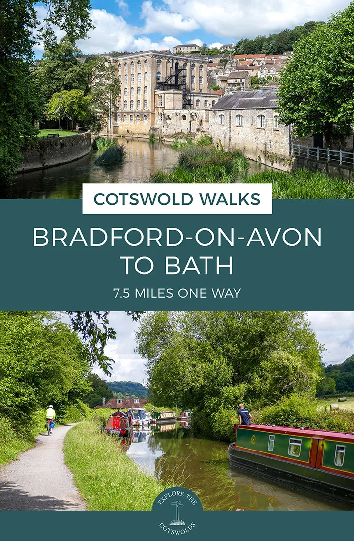 Map and guide for the 7.5-mile/12km Bradford on Avon to Bath walk in the Cotswolds, along the Kennet and Avon Canal and over Claverton Down  | Cotswold walks | Walks from Bradford on Avon Cotswolds | Bradford on Avon walks 