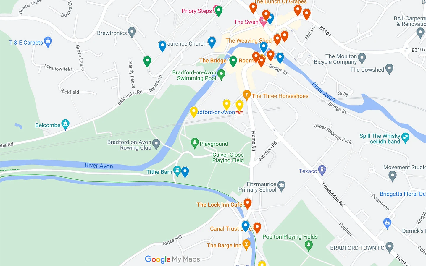 Map of things to do in Bradford on Avon