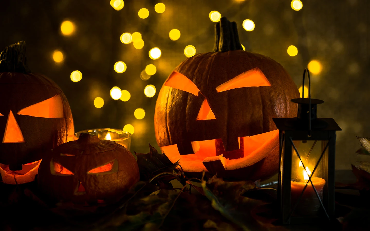 Carved pumpkins at Halloween