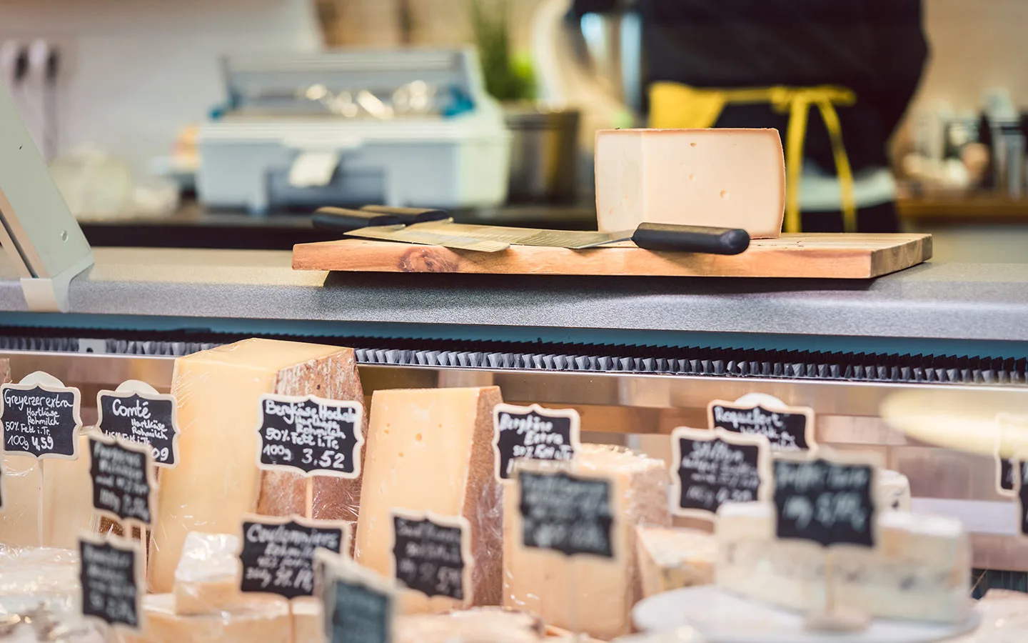 Cheese for sale on a market stall