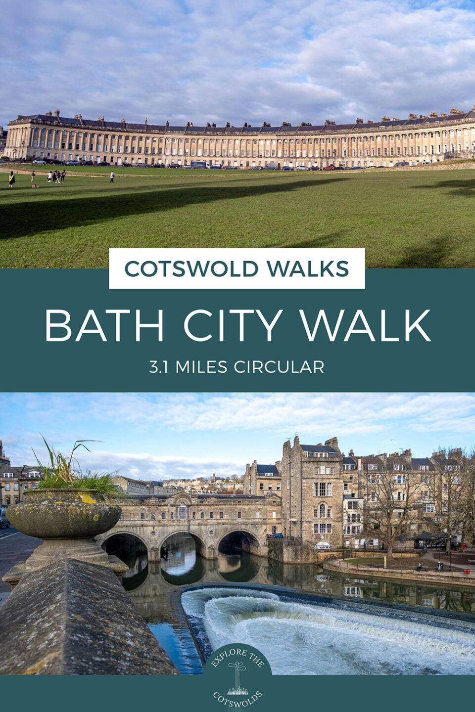 Map and guide for a 3.1-mile/5km self-guided walking tour of Bath, including the Royal Crescent, Abbey, Pulteney Bridge and the Roman Baths | Bath self-guided walk | Bath walking tour | Historic Bath walk | Bath circular walk