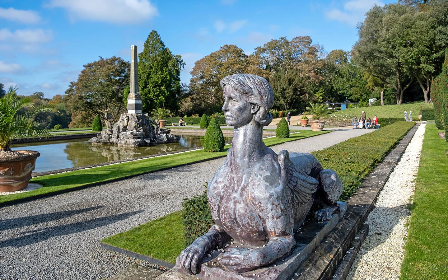 Sphinx statues with the face of Gladys Deacon – mistress and later wife of the 9th Duke of Marlborough in the Water Terraces