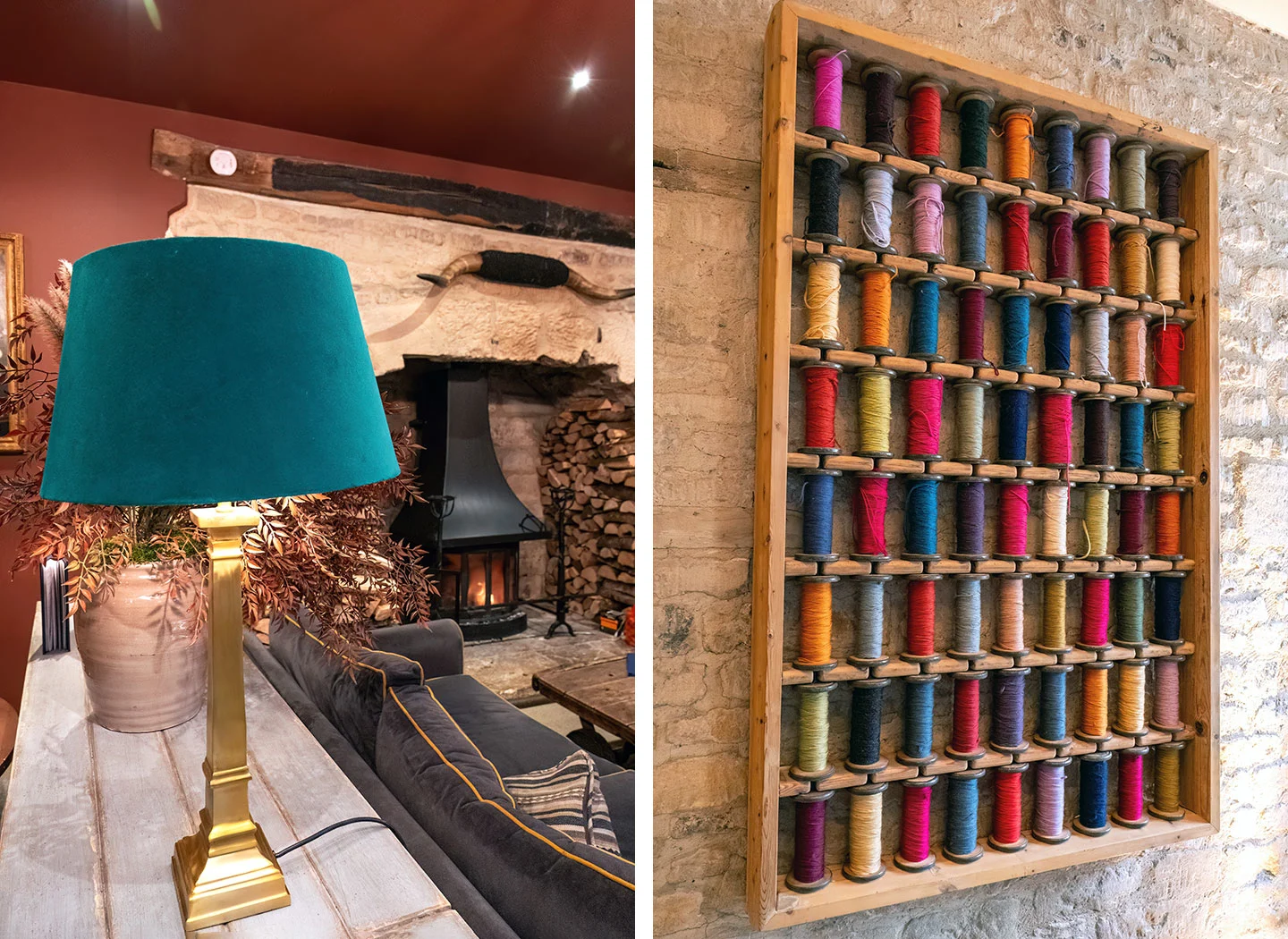 The lounge at The Kings Head Cirencester and historic details around the hotel