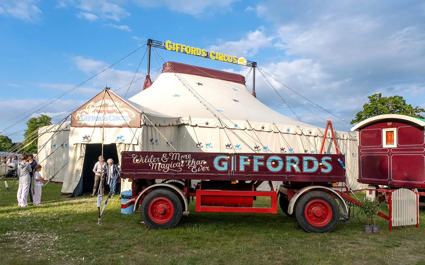 Giffords Circus at Blenheim Palace in the Cotswolds in spring