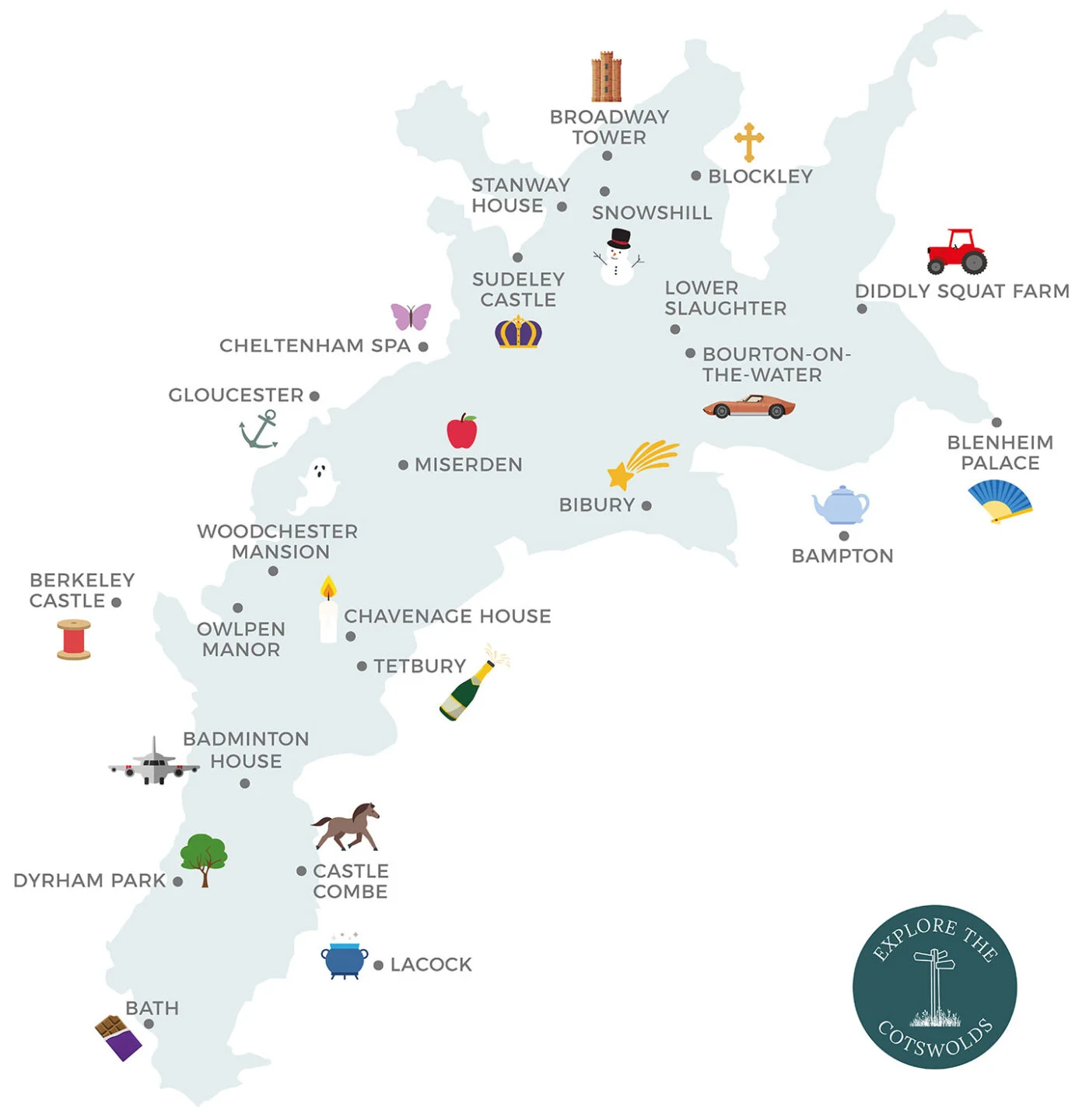 Cotswolds film locations map
