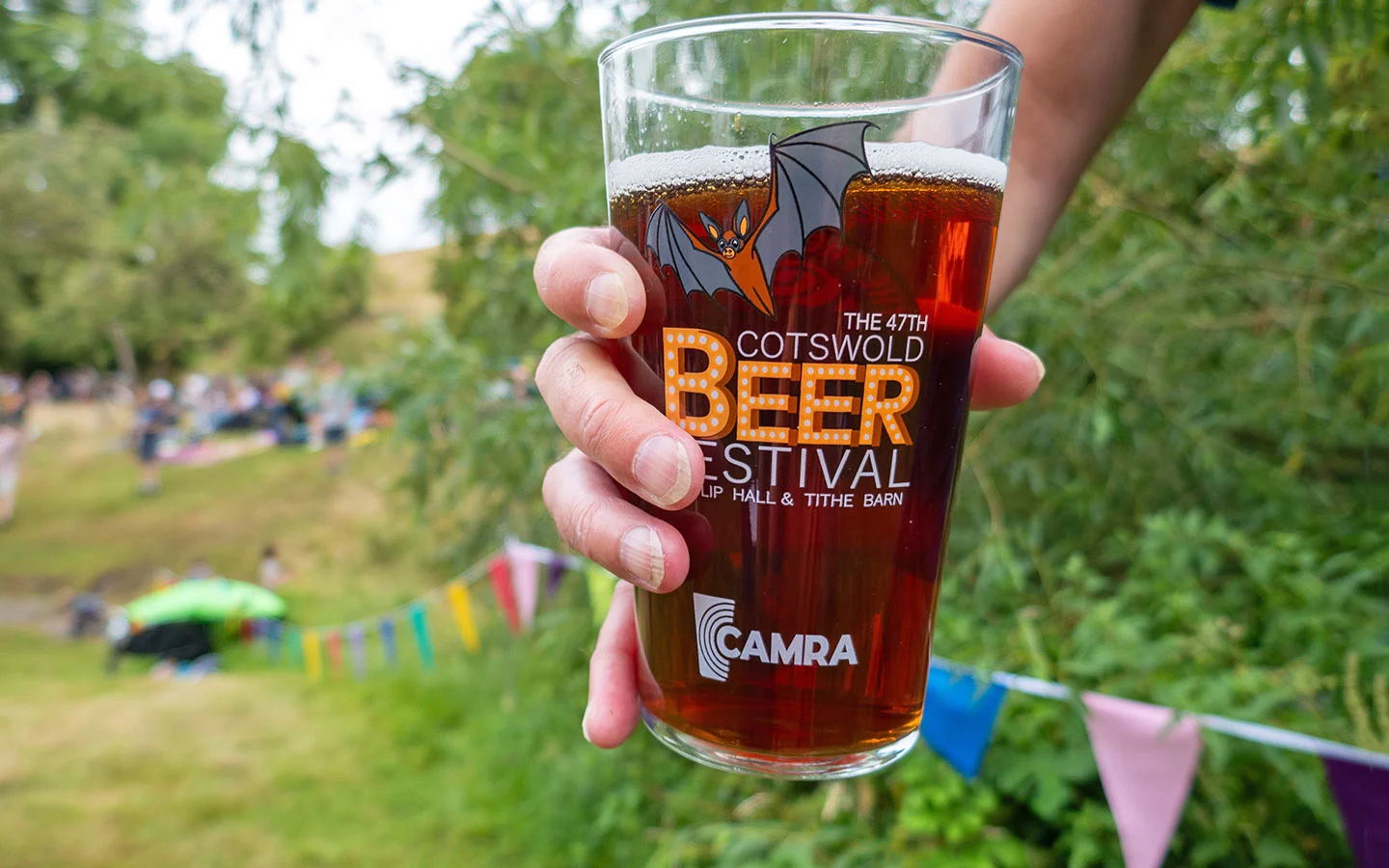 Pint of beer at the Cotswold Beer Festival at Postlip Hall